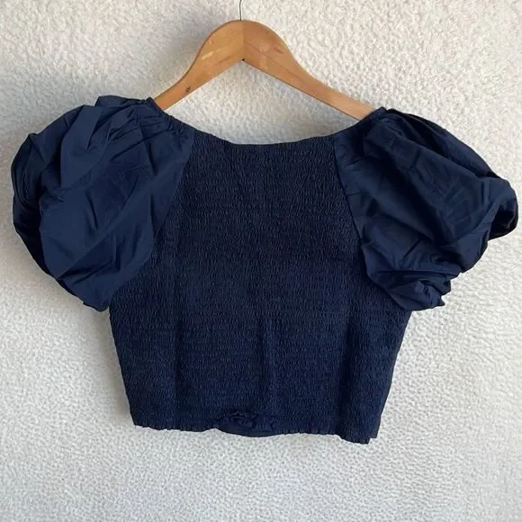 J. Crew Navy Puff Sleeve Blouse - Picture 4 of 9